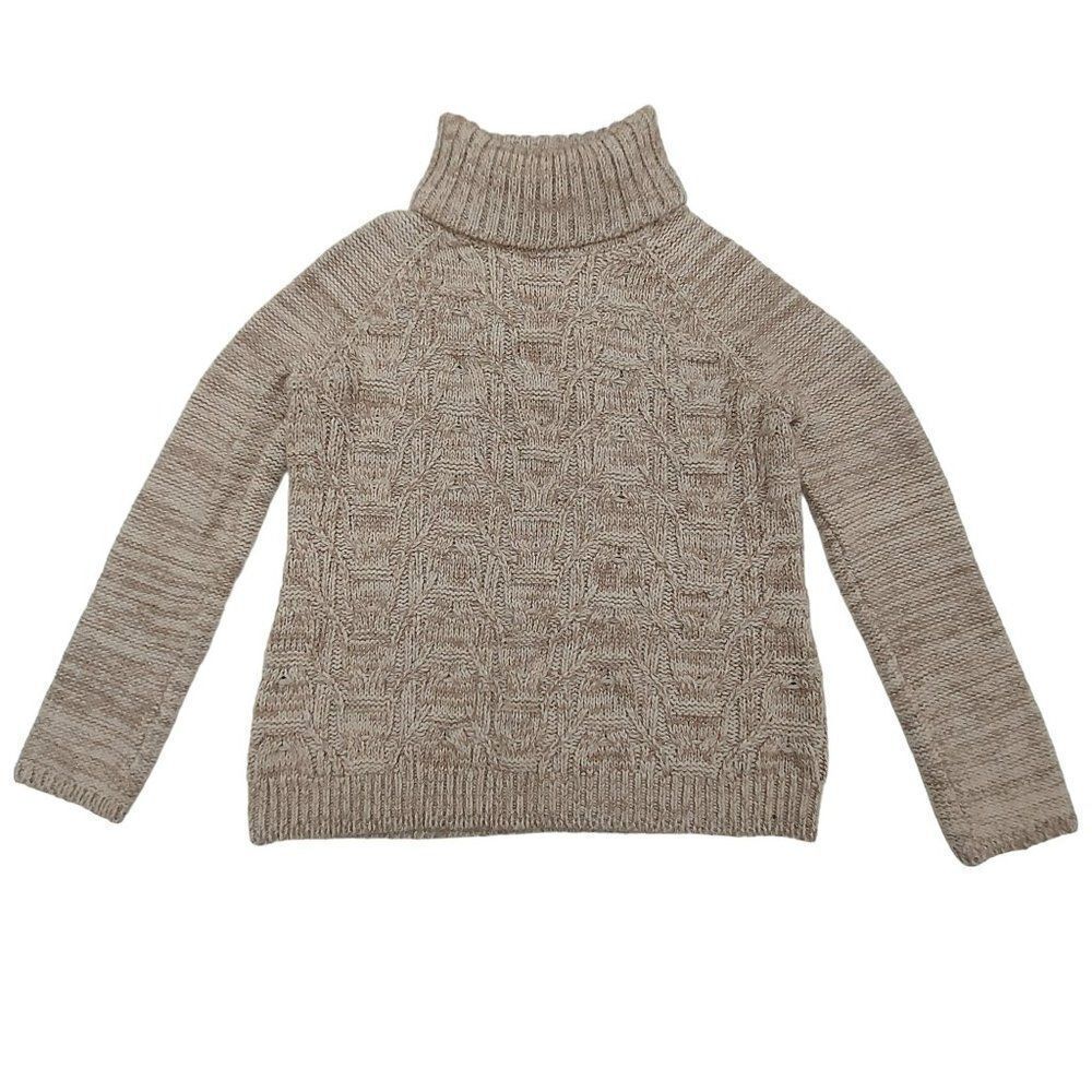 Coldwater Creek Sweater Womens Medium Beige  Merino Wool Turtleneck Long Sleeve